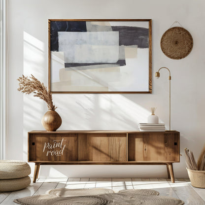 "This abstract painting, ""Shadow Horizon II"" by Jennifer Goldberger, features a composition of la… for living room