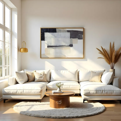 "This abstract painting, ""Shadow Horizon II"" by Jennifer Goldberger, features a composition of la… for living room