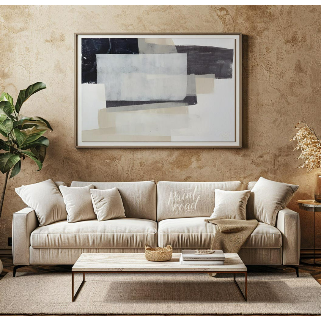 "This abstract painting, ""Shadow Horizon II"" by Jennifer Goldberger, features a composition of la… for living room
