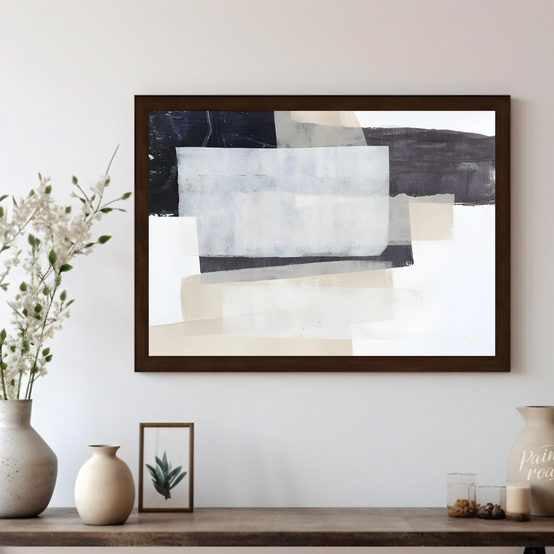 "This abstract painting, ""Shadow Horizon II"" by Jennifer Goldberger, features a composition of la… for living room