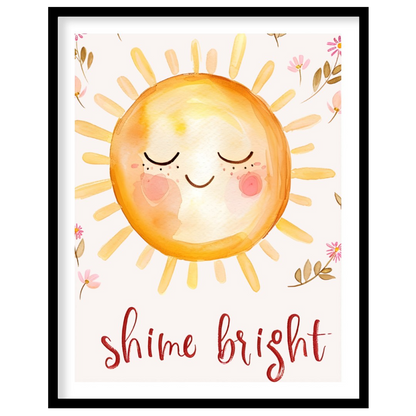 Radiating warmth, joy, and optimism, this charming poster features a watercolor-style smiling sun w… for home