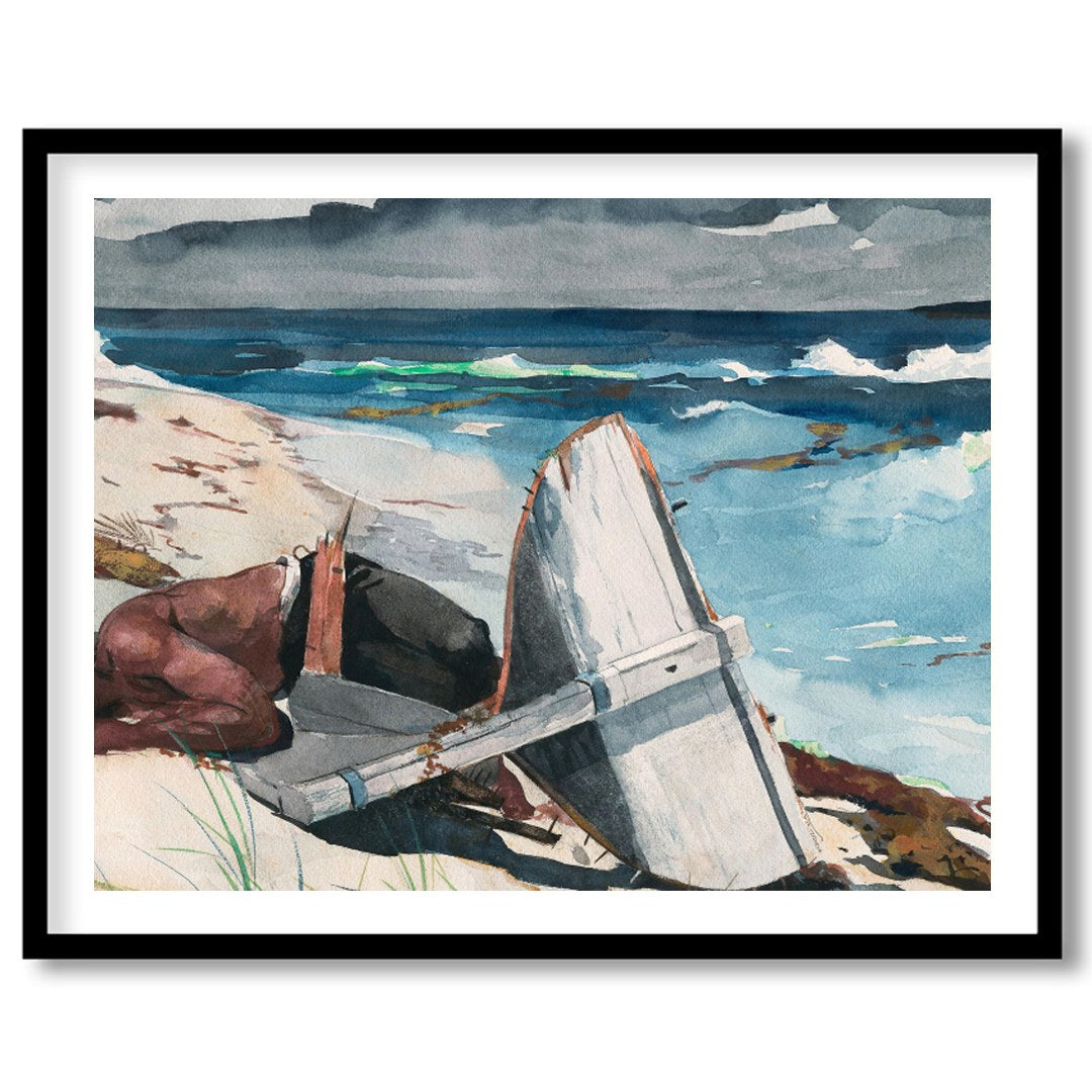 Immerse yourself in the tranquil beauty of 'Shipwrecked Serenity,' a captivating watercolor for gallery