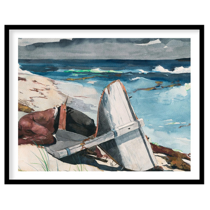 Immerse yourself in the tranquil beauty of 'Shipwrecked Serenity,' a captivating watercolor for gallery