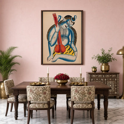 Immerse yourself in the enchanting presence of Shiva depicted as a musician in this exquisite for Dining