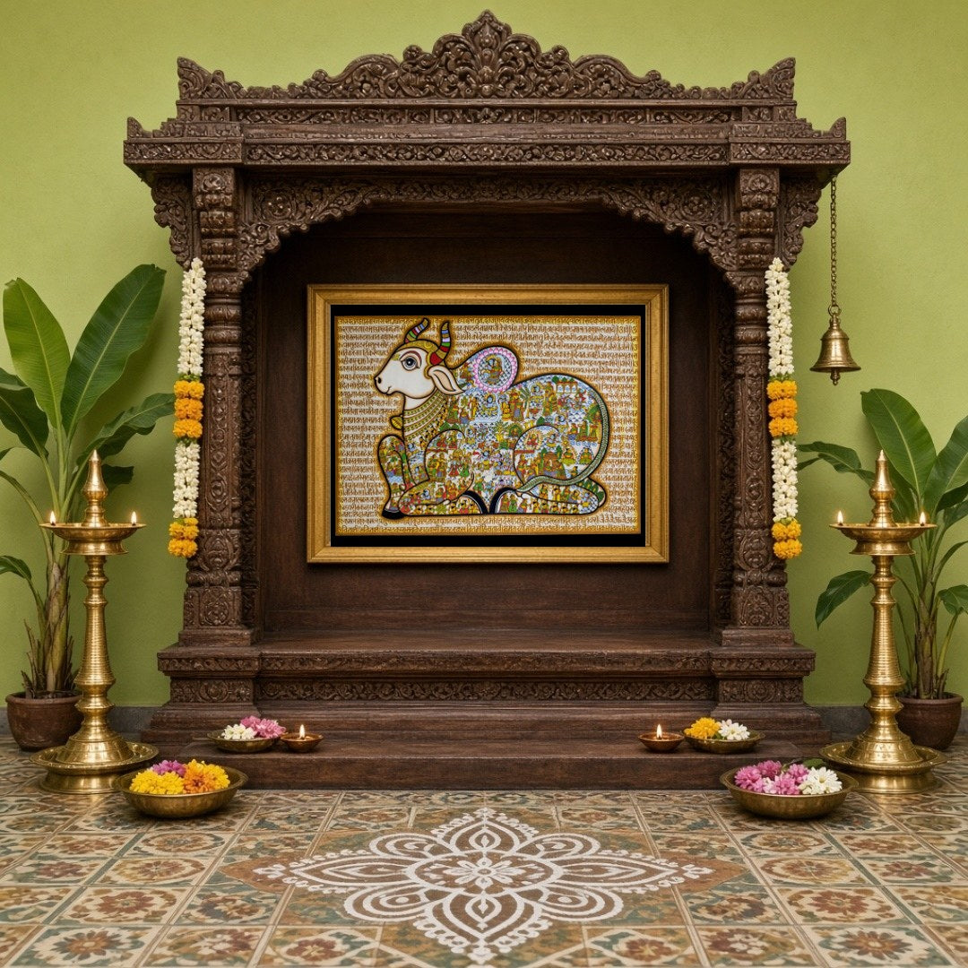 Dive into the rich tapestry of Indian mythology with this captivating Pichwai art, depicting Lord for Home Temple