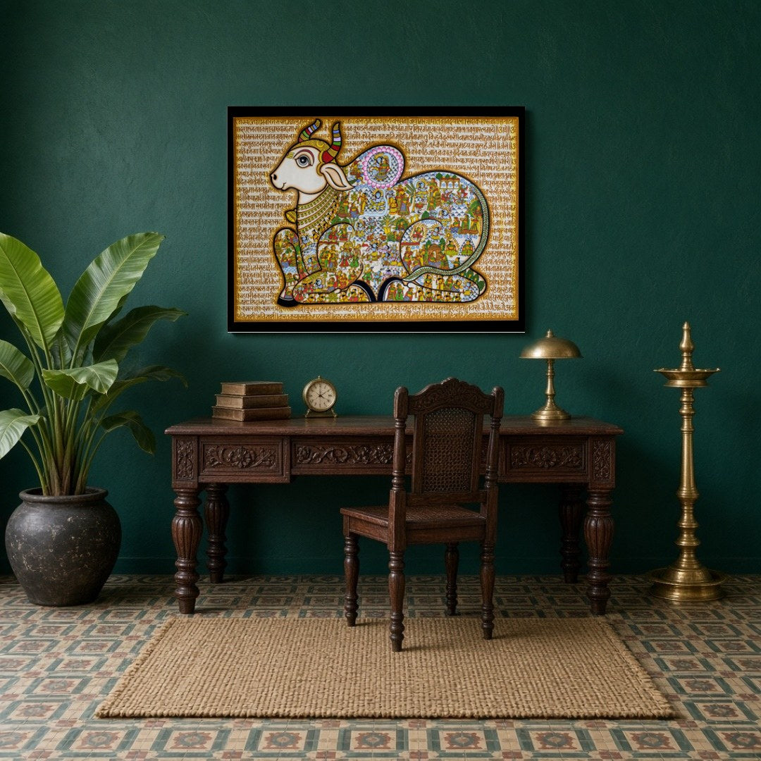 Dive into the rich tapestry of Indian mythology with this captivating Pichwai art, depicting Lord for Study