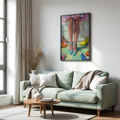 This beautiful painting playfully captures a moment of indecision amidst a colorful collection of f… for living room