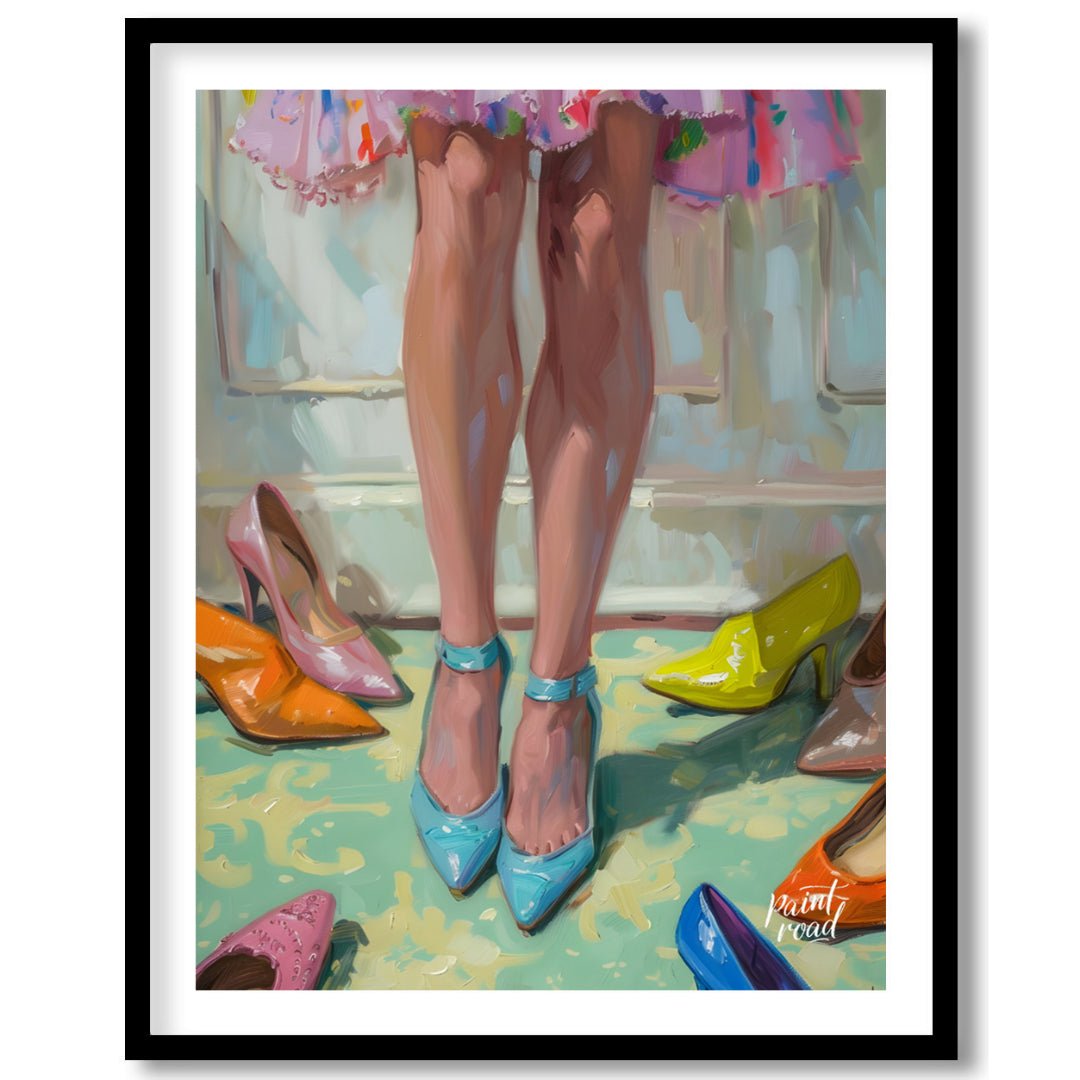 This beautiful painting playfully captures a moment of indecision amidst a colorful collection of f… for space