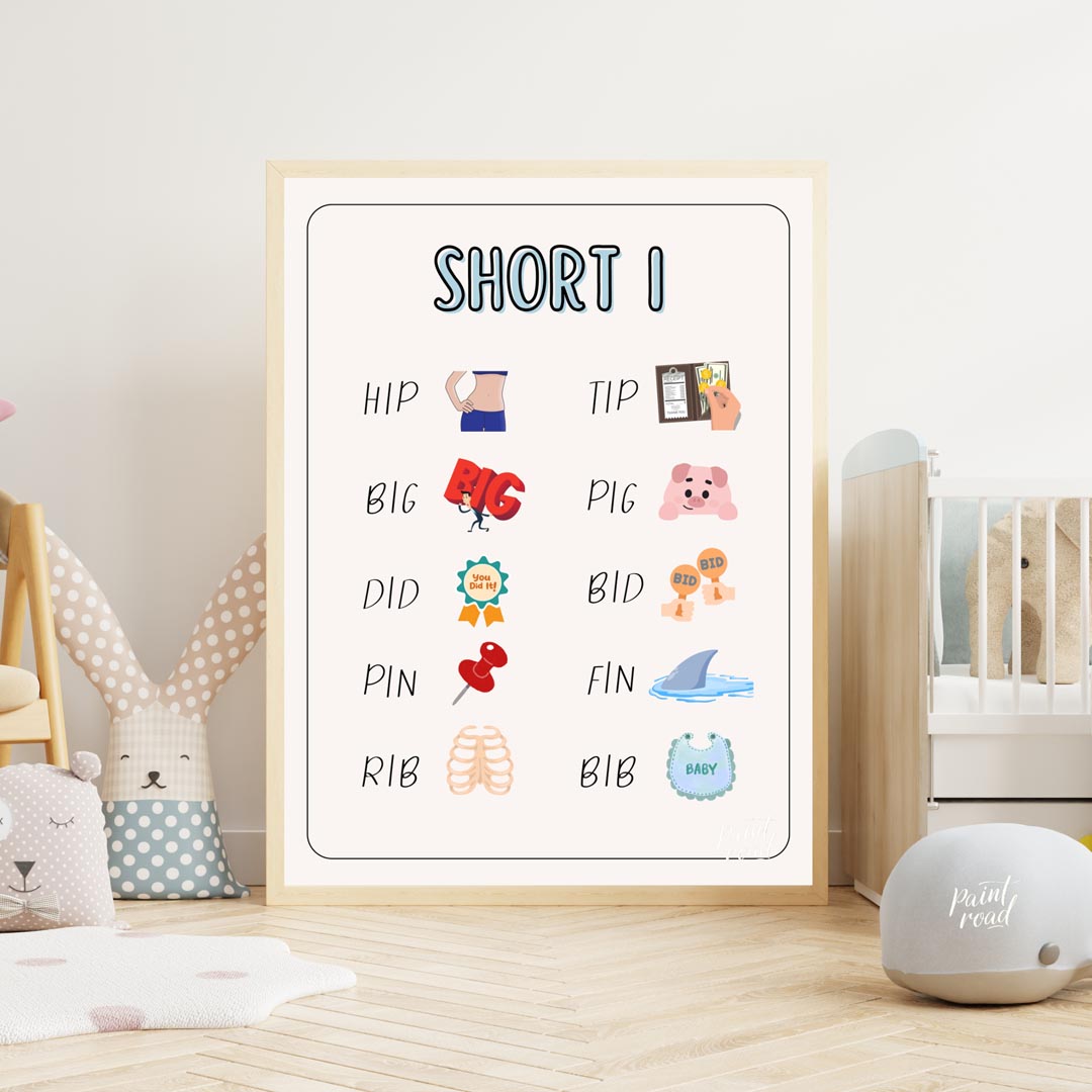 This clear and engaging educational poster, titled "SHORT I," is designed to help young learners id… for nursery