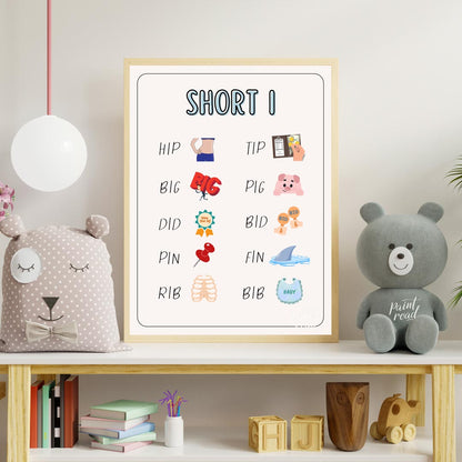 This clear and engaging educational poster, titled "SHORT I," is designed to help young learners id… for nursery