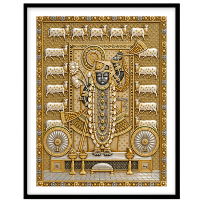 Embrace the divine presence of Shrinathji with this exquisite Pichwai art print, beautifully for decor