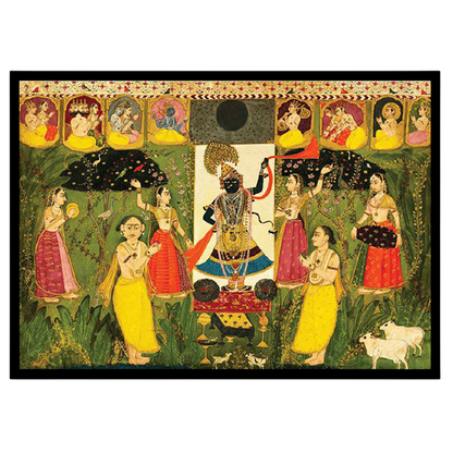 Immerse yourself in the divine elegance of Shrinathji, beautifully captured in the rich tradition for dwelling