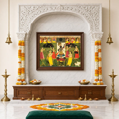 Immerse yourself in the divine elegance of Shrinathji, beautifully captured in the rich tradition for Home Temple