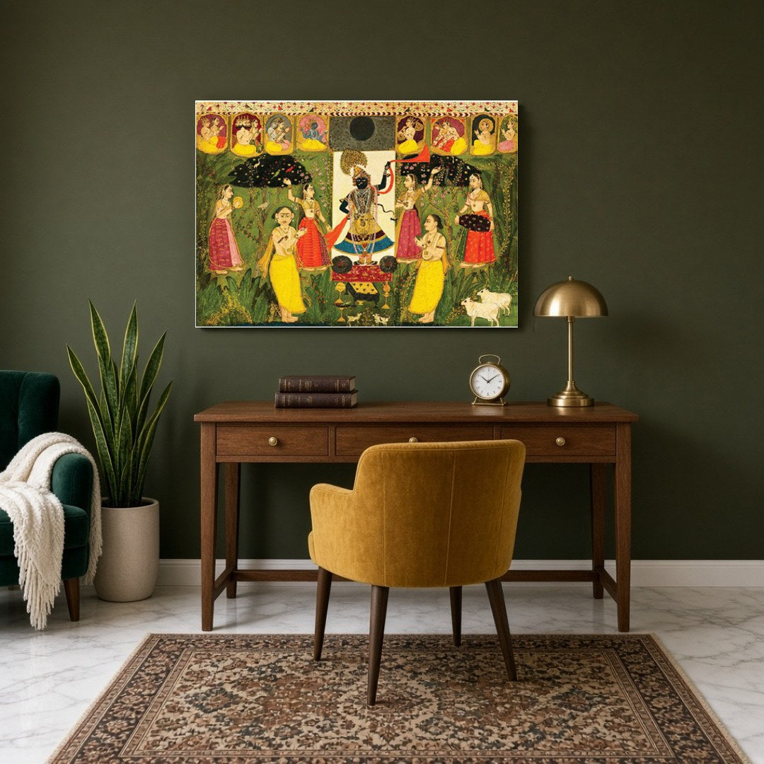 Immerse yourself in the divine elegance of Shrinathji, beautifully captured in the rich tradition for Study