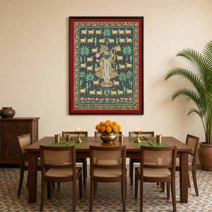 Experience the serene devotion of Shrinathji amidst a landscape of sacred cows and palm trees in for Dining