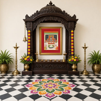Immerse in the vibrant spirituality of Shrinathji's Annakut celebration, where devotion meets for Home Temple