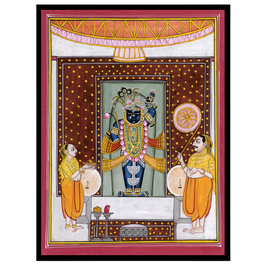 Immerse yourself in the vibrant world of Shrinathji with this captivating Pichwai artwork, for retreat