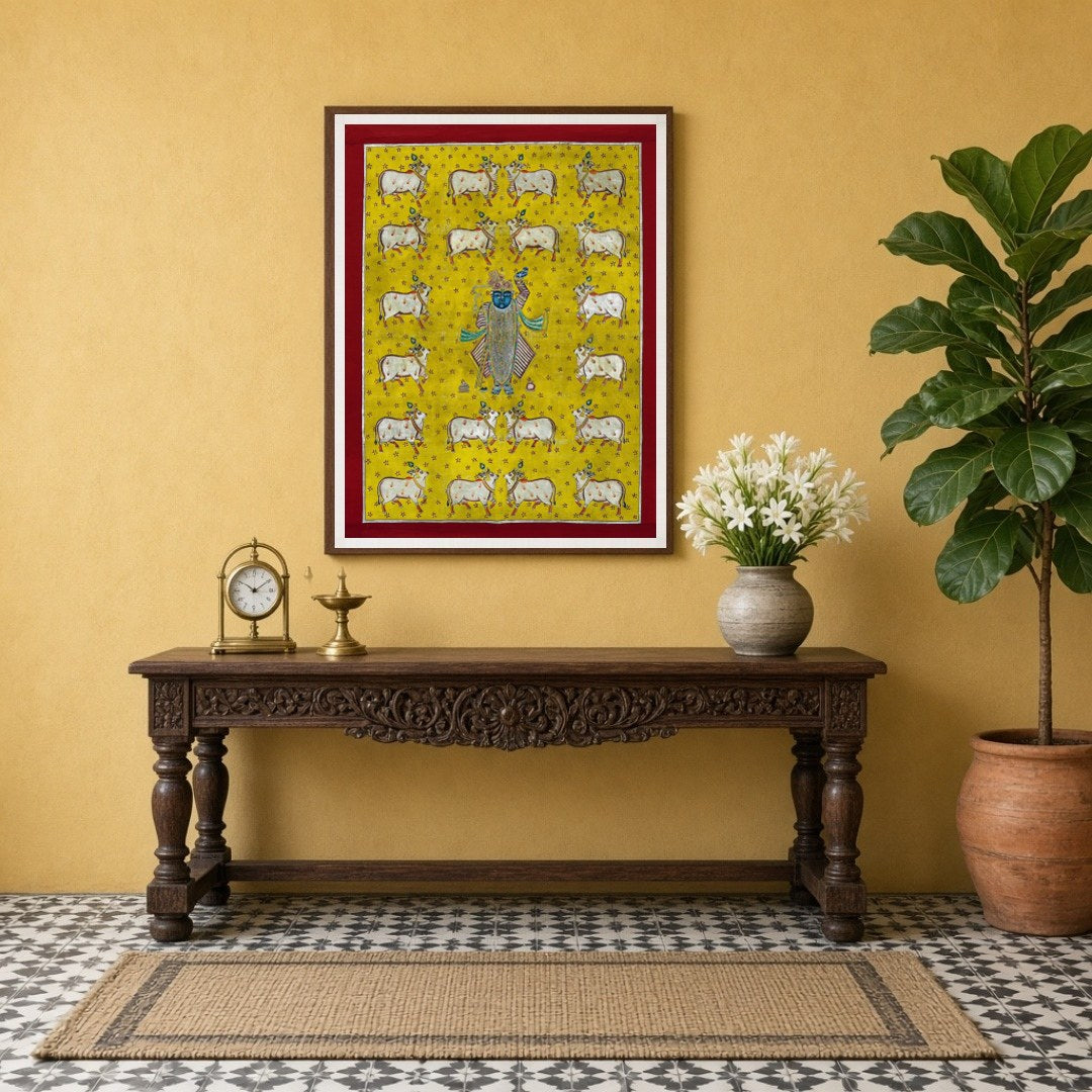 Immerse yourself in the divine beauty of 'Shrinathji's Radiant Blessing' featuring an enchanting for Entrance