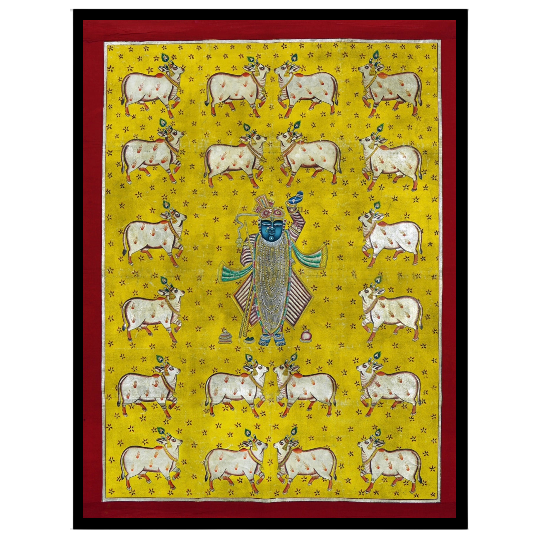 Immerse yourself in the divine beauty of 'Shrinathji's Radiant Blessing' featuring an enchanting for loft