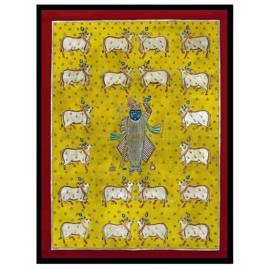 Immerse yourself in the divine beauty of 'Shrinathji's Radiant Blessing' featuring an enchanting for loft
