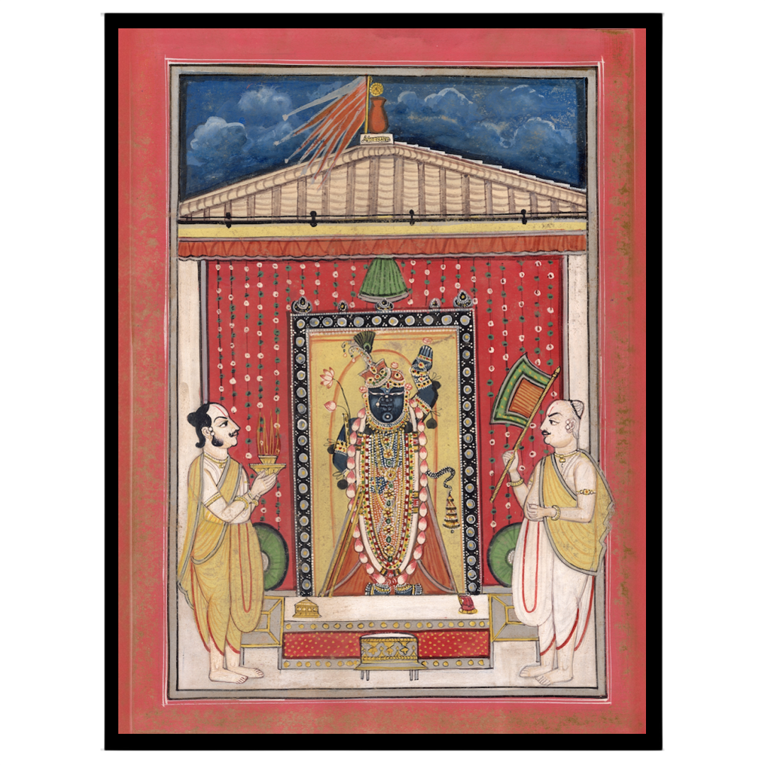 Immerse yourself in the divine aura of Shrinathji with this exquisite Pichwai artwork. Displaying for abode