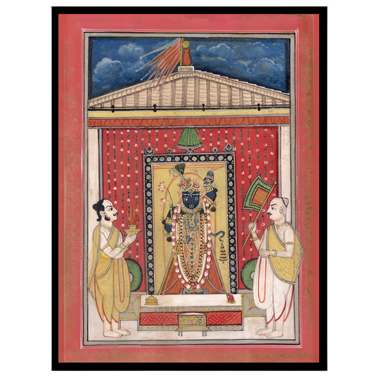 Immerse yourself in the divine aura of Shrinathji with this exquisite Pichwai artwork. Displaying for abode