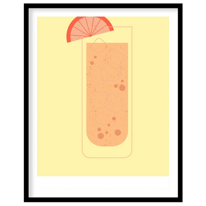 This minimalist and vibrant poster features a clean illustration of a classic Vodka Orange cocktail… for abode