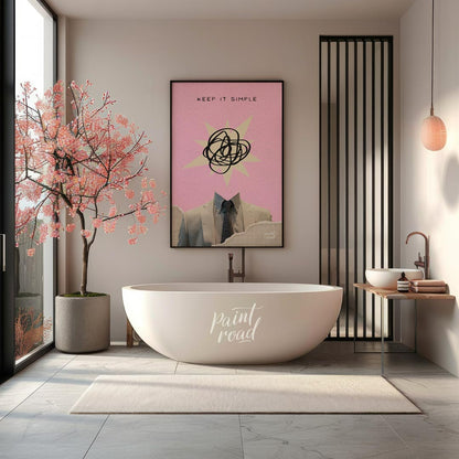This abstract poster captures the essence of modern minimalism with an ironic twist. Featuring a he… for bathroom
