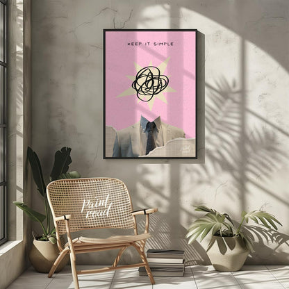 This abstract poster captures the essence of modern minimalism with an ironic twist. Featuring a he… for living room