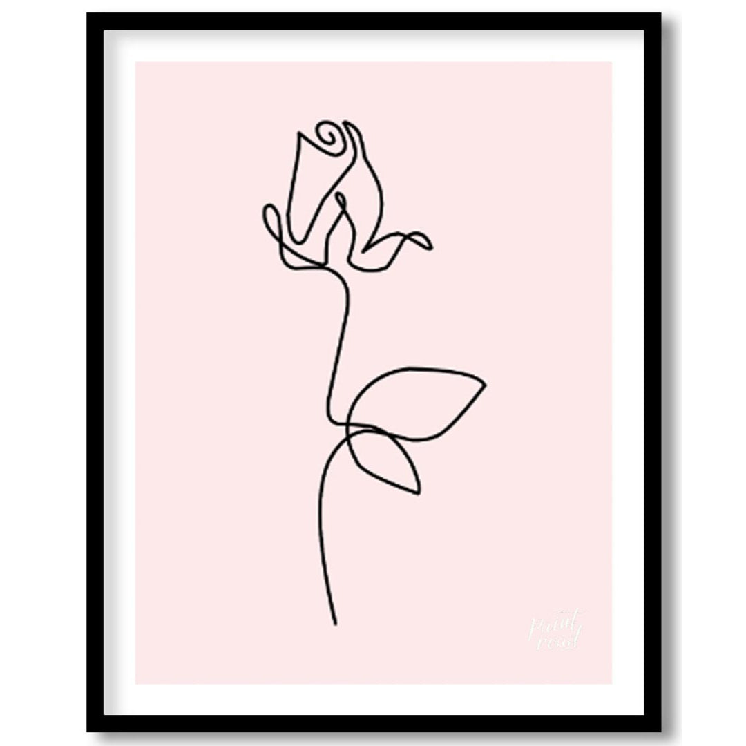 This elegant and incredibly minimalist artwork features a single rose rendered in a continuous, flo… for abode