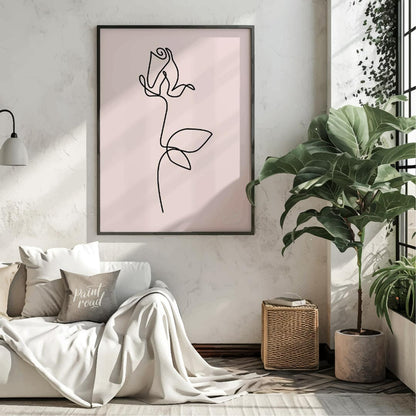 This elegant and incredibly minimalist artwork features a single rose rendered in a continuous, flo… for living room