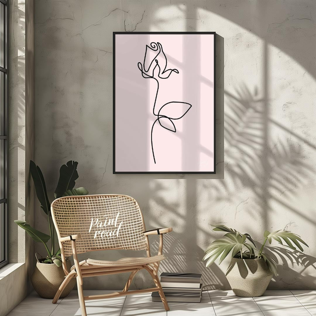 This elegant and incredibly minimalist artwork features a single rose rendered in a continuous, flo… for other