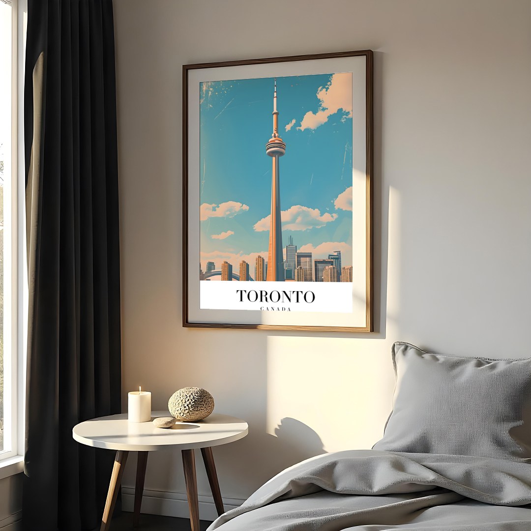 Capture the essence of Toronto with this stunning artwork featuring its iconic skyline and the for Bedroom