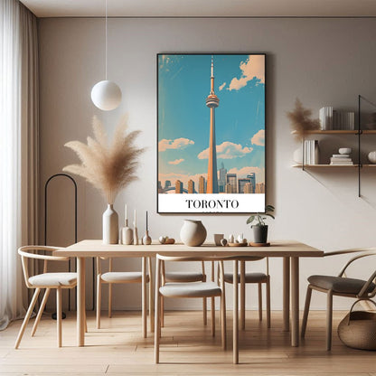 Capture the essence of Toronto with this stunning artwork featuring its iconic skyline and the for Dining