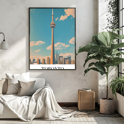 Capture the essence of Toronto with this stunning artwork featuring its iconic skyline and the for Living Room
