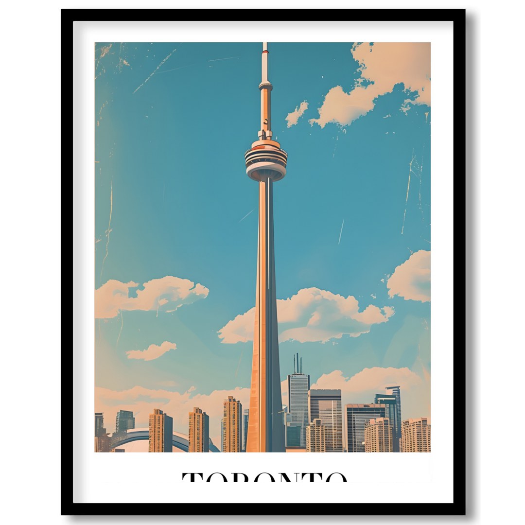 Capture the essence of Toronto with this stunning artwork featuring its iconic skyline and the for lovely-house