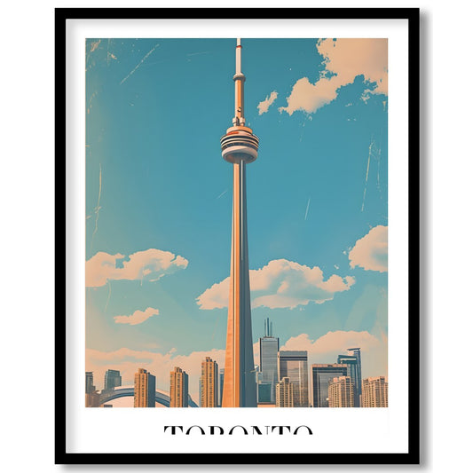 Capture the essence of Toronto with this stunning artwork featuring its iconic skyline and the for lovely-house