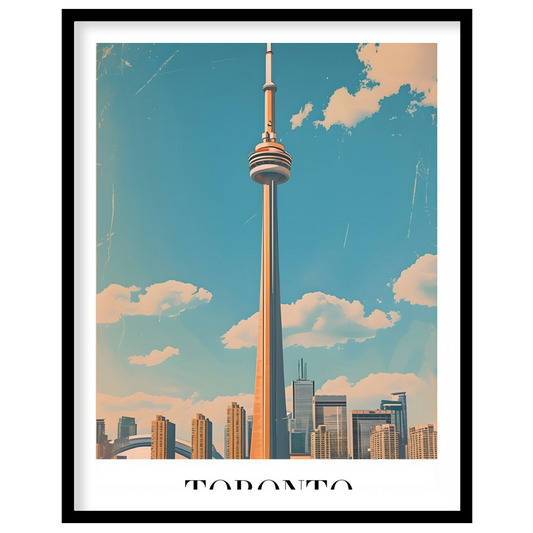 Capture the essence of Toronto with this stunning artwork featuring its iconic skyline and the for lovely-house