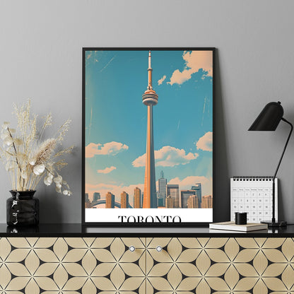 Capture the essence of Toronto with this stunning artwork featuring its iconic skyline and the for Shelf