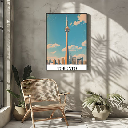 Capture the essence of Toronto with this stunning artwork featuring its iconic skyline and the for Sitting Area