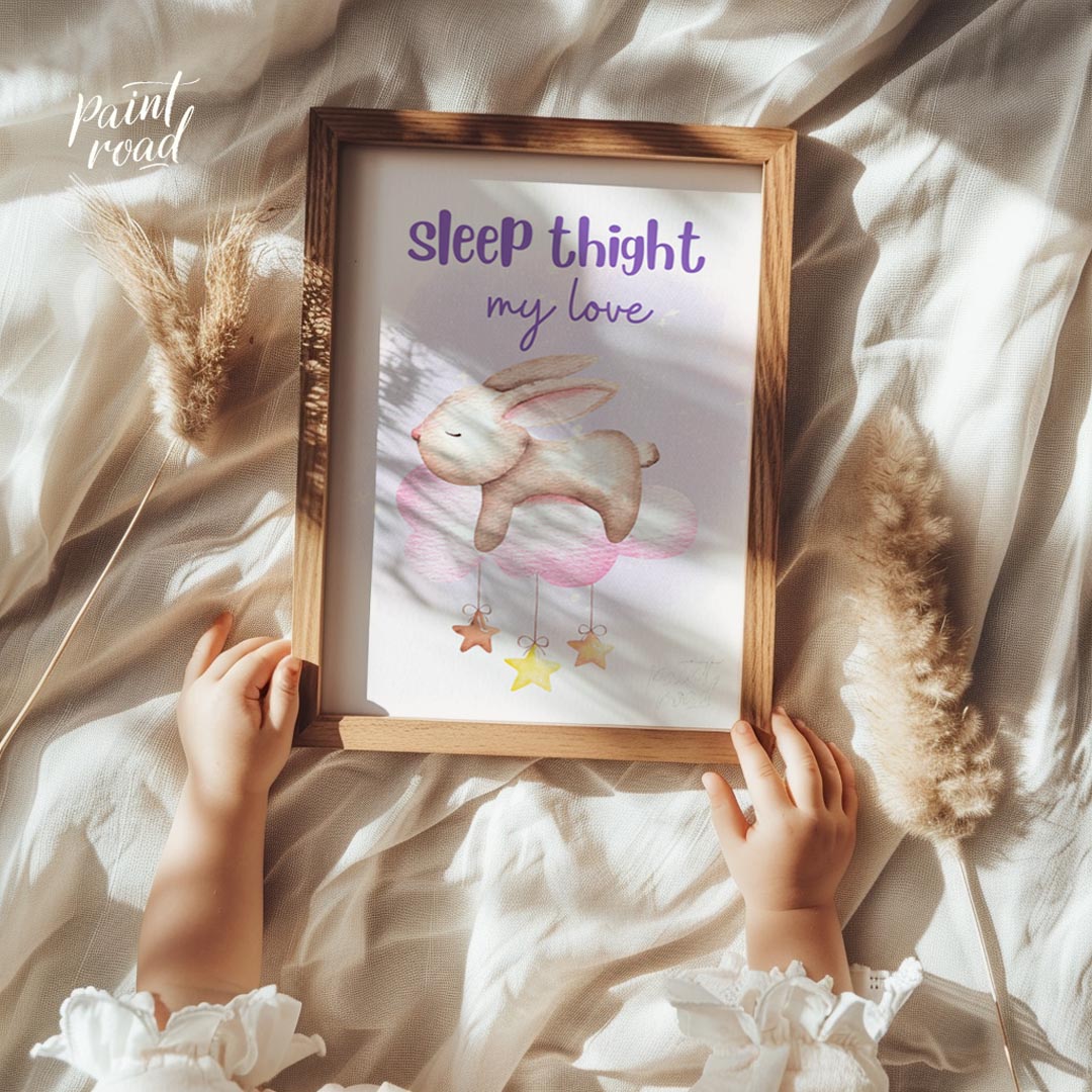 "This charming poster with the typo ""Sleep thight my love"" (instead of ""tight"") exudes cozy, im… for nursery