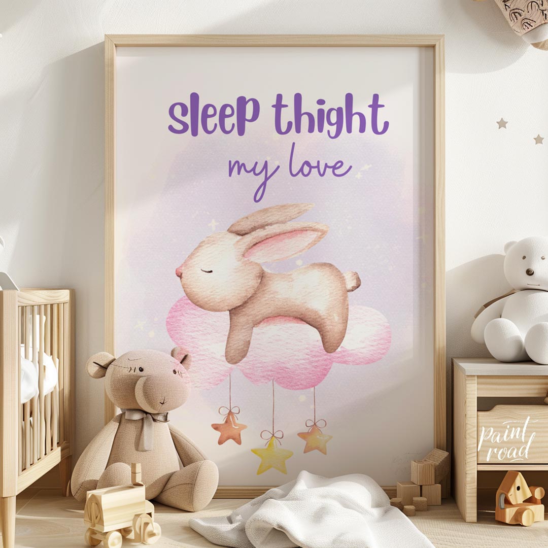 "This charming poster with the typo ""Sleep thight my love"" (instead of ""tight"") exudes cozy, im… for nursery
