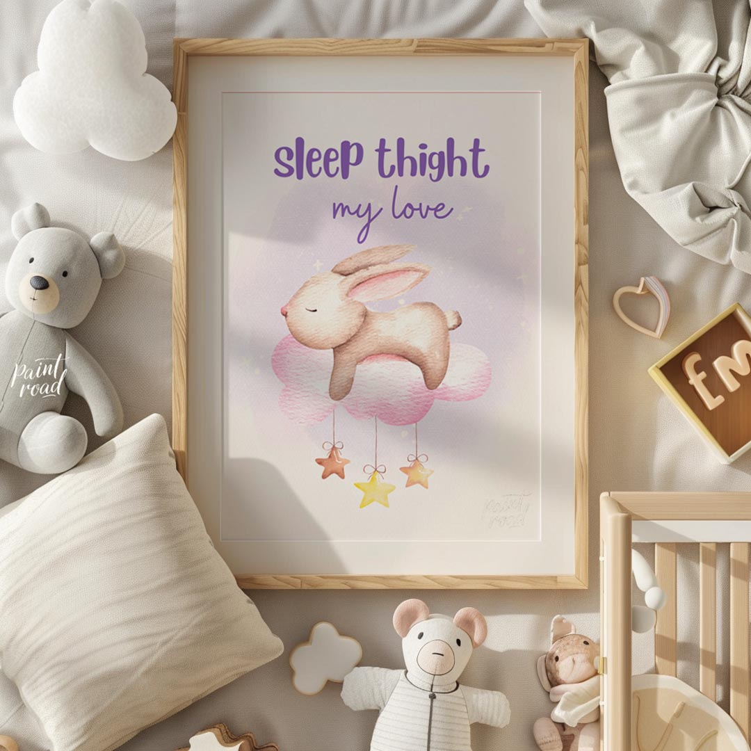 "This charming poster with the typo ""Sleep thight my love"" (instead of ""tight"") exudes cozy, im… for nursery