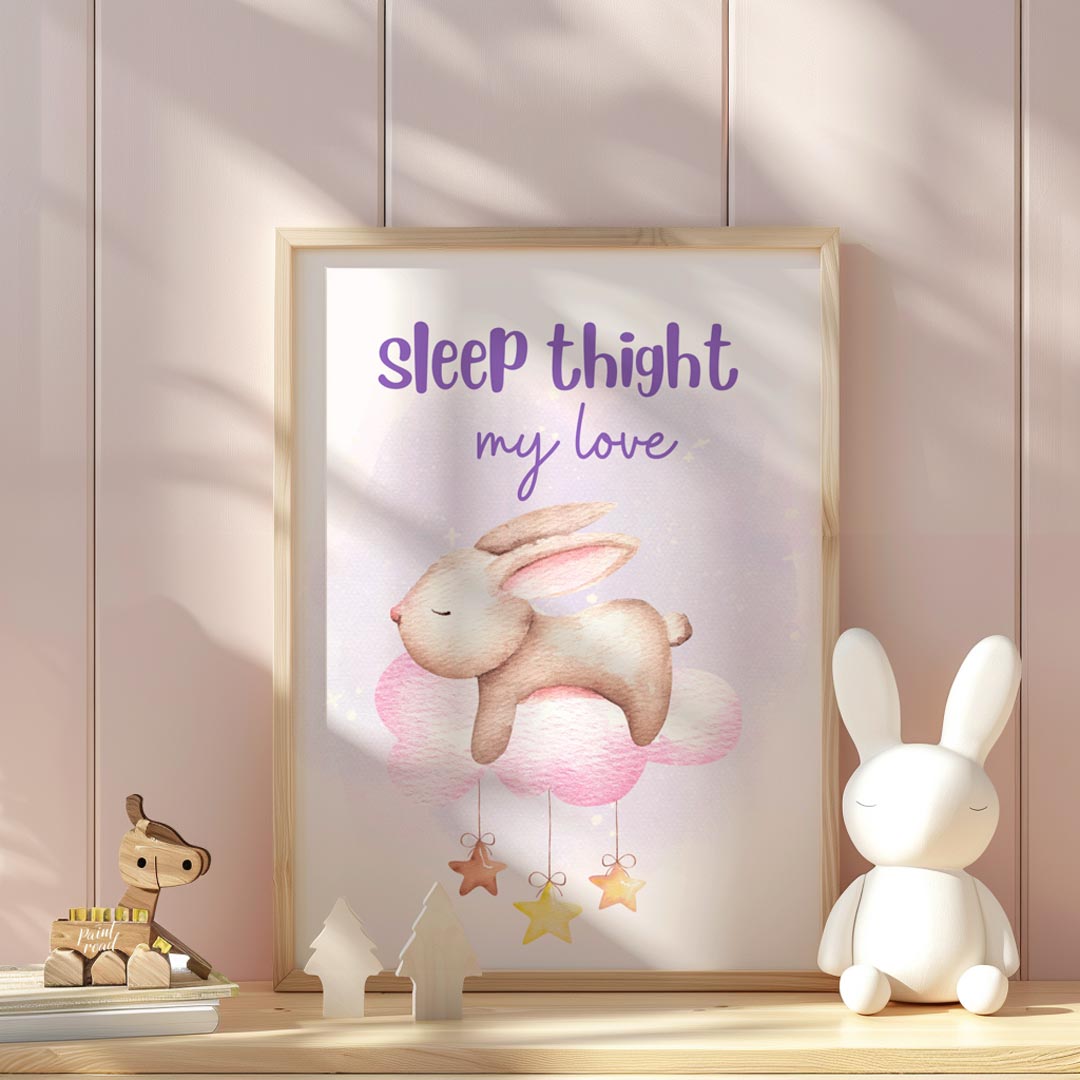 "This charming poster with the typo ""Sleep thight my love"" (instead of ""tight"") exudes cozy, im… for nursery