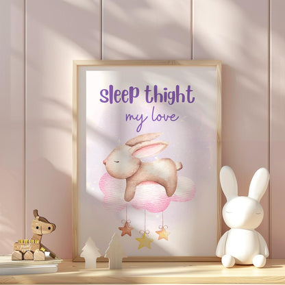 "This charming poster with the typo ""Sleep thight my love"" (instead of ""tight"") exudes cozy, im… for nursery