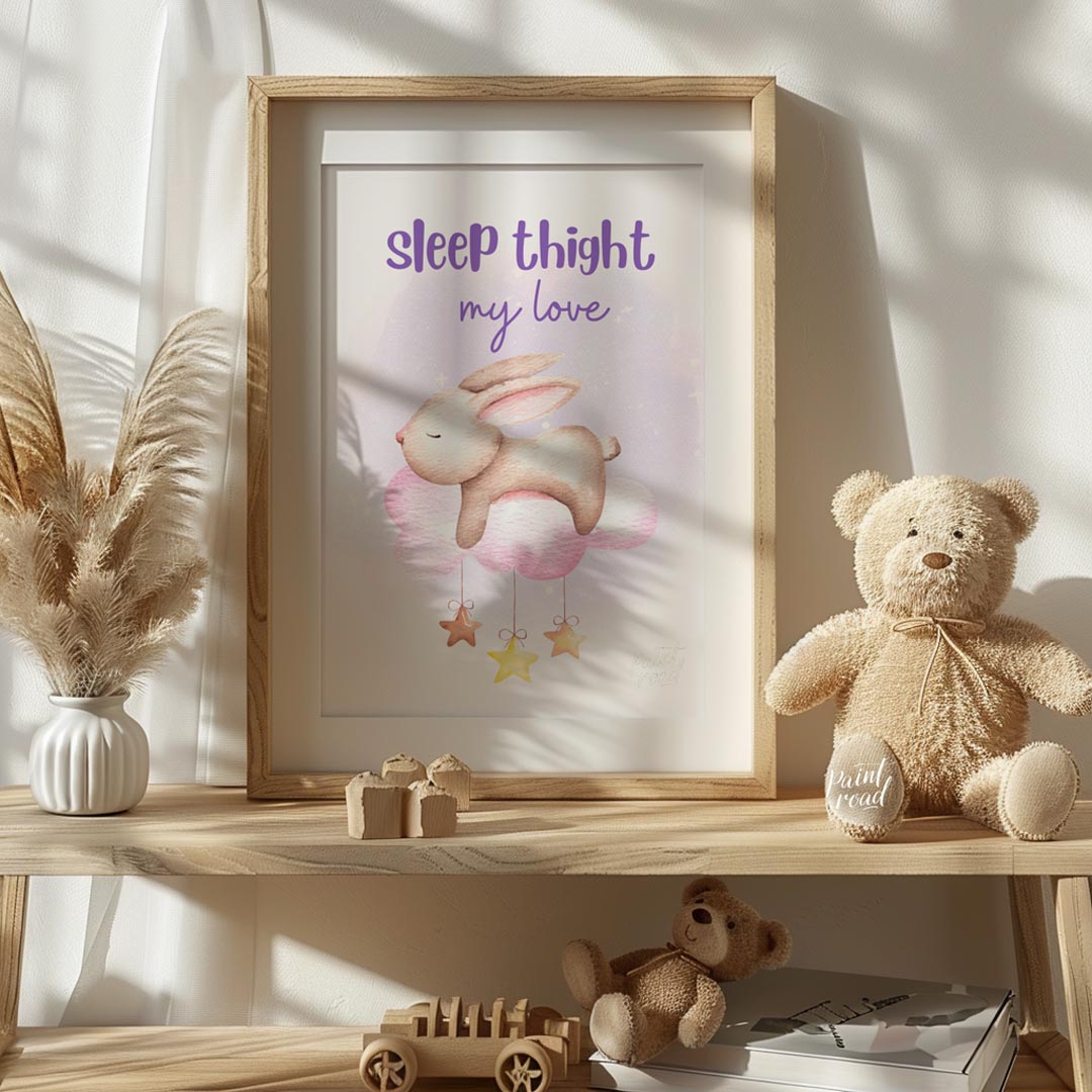 "This charming poster with the typo ""Sleep thight my love"" (instead of ""tight"") exudes cozy, im… for nursery