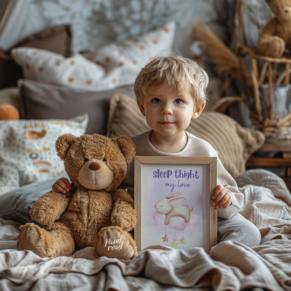 "This charming poster with the typo ""Sleep thight my love"" (instead of ""tight"") exudes cozy, im… for nursery