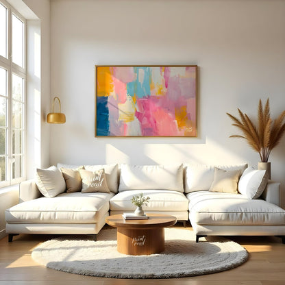 This abstract painting is a symphony of soft, blended strokes, creating a visually soothing and har… for living room