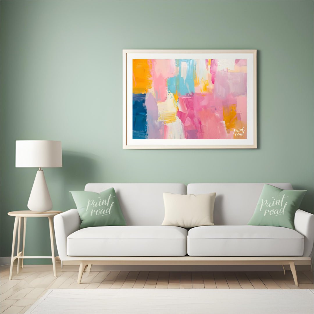 This abstract painting is a symphony of soft, blended strokes, creating a visually soothing and har… for living room