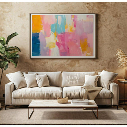 This abstract painting is a symphony of soft, blended strokes, creating a visually soothing and har… for living room